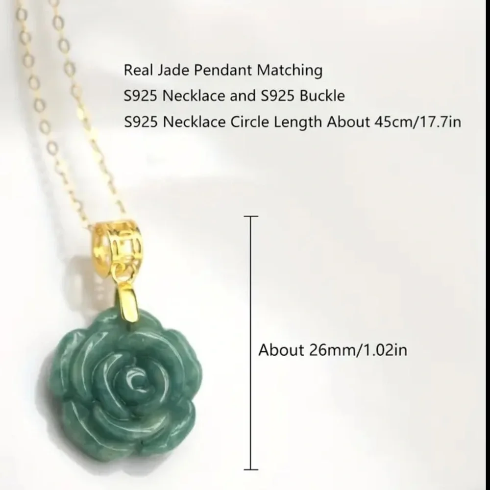 Exquisite Natural Jade 925 Sterling Silver Necklace